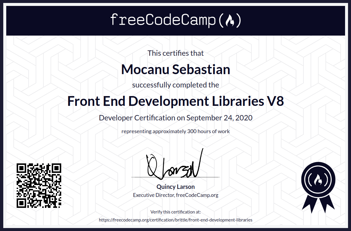Front End Development Libraries Certificate