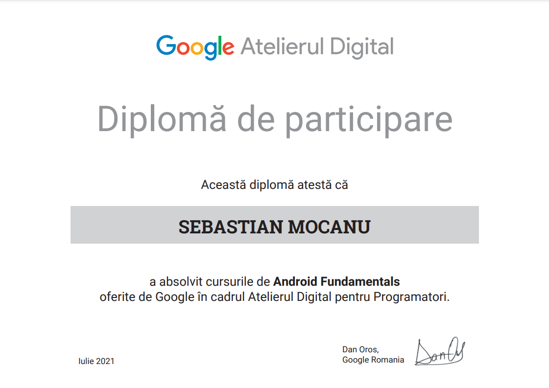 Diploma Android Fundamentals Junly 2021 10 SEBASTIAN MOCANU