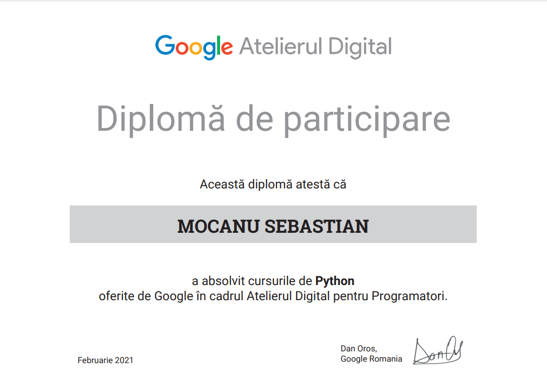 Diploma Python G2 February 2021 29 SEBASTIAN MOCANU