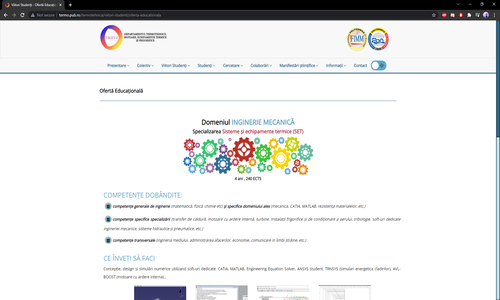 Departamentul de Termotehnică, Motoare, Echipamente Termice şi Frigorifice-Inginerie Mecanică şi Mecatronică - Universitatea POLITEHNICA Bucuresti.